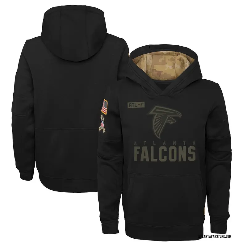 2019 Men's Atlanta Falcons Olive Salute Service Sideline Therma  Pullover Hoodie